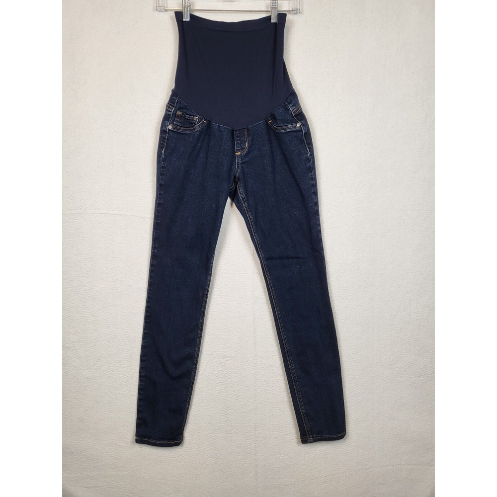 Indigo Blue Women Skinny Maternity Jeans Secret Belly Fit Denim Blue Size Medium